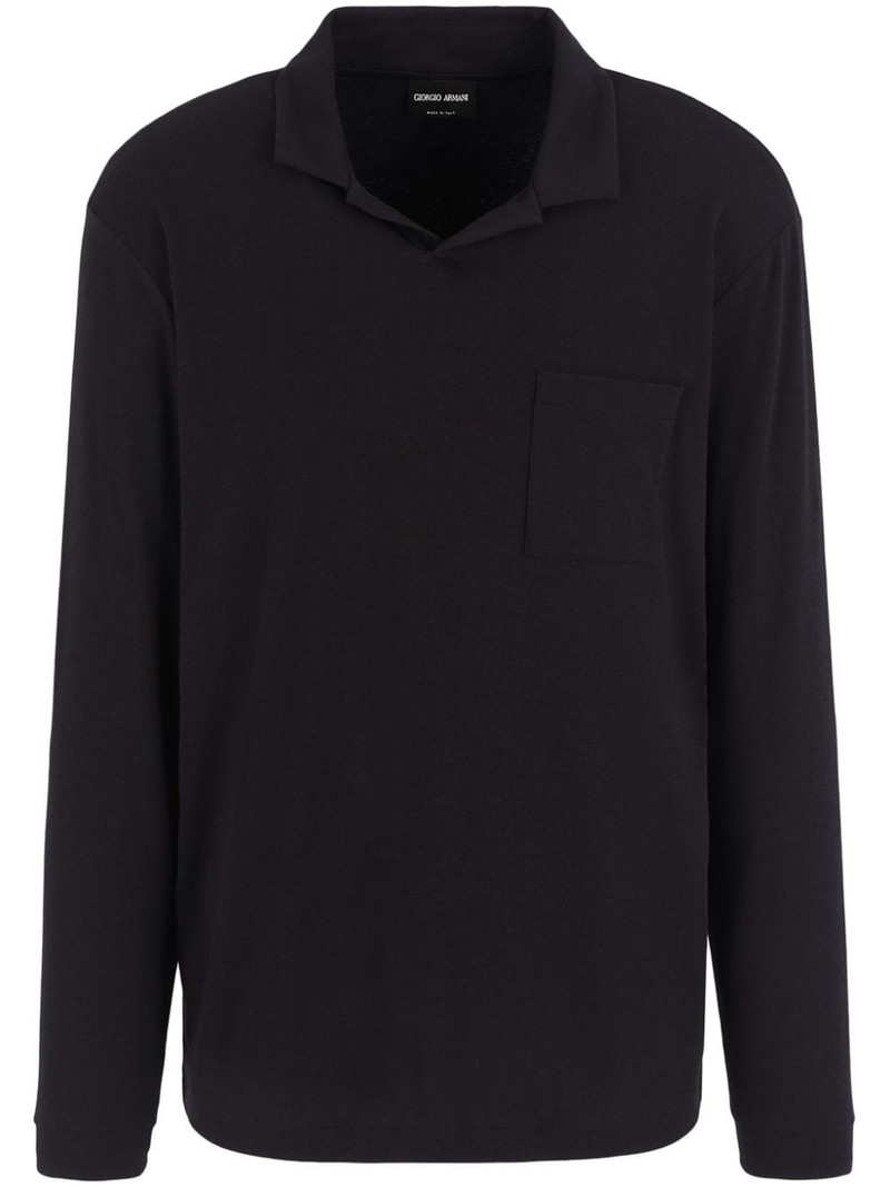 cotton-blend long-sleeved polo shirtc 1