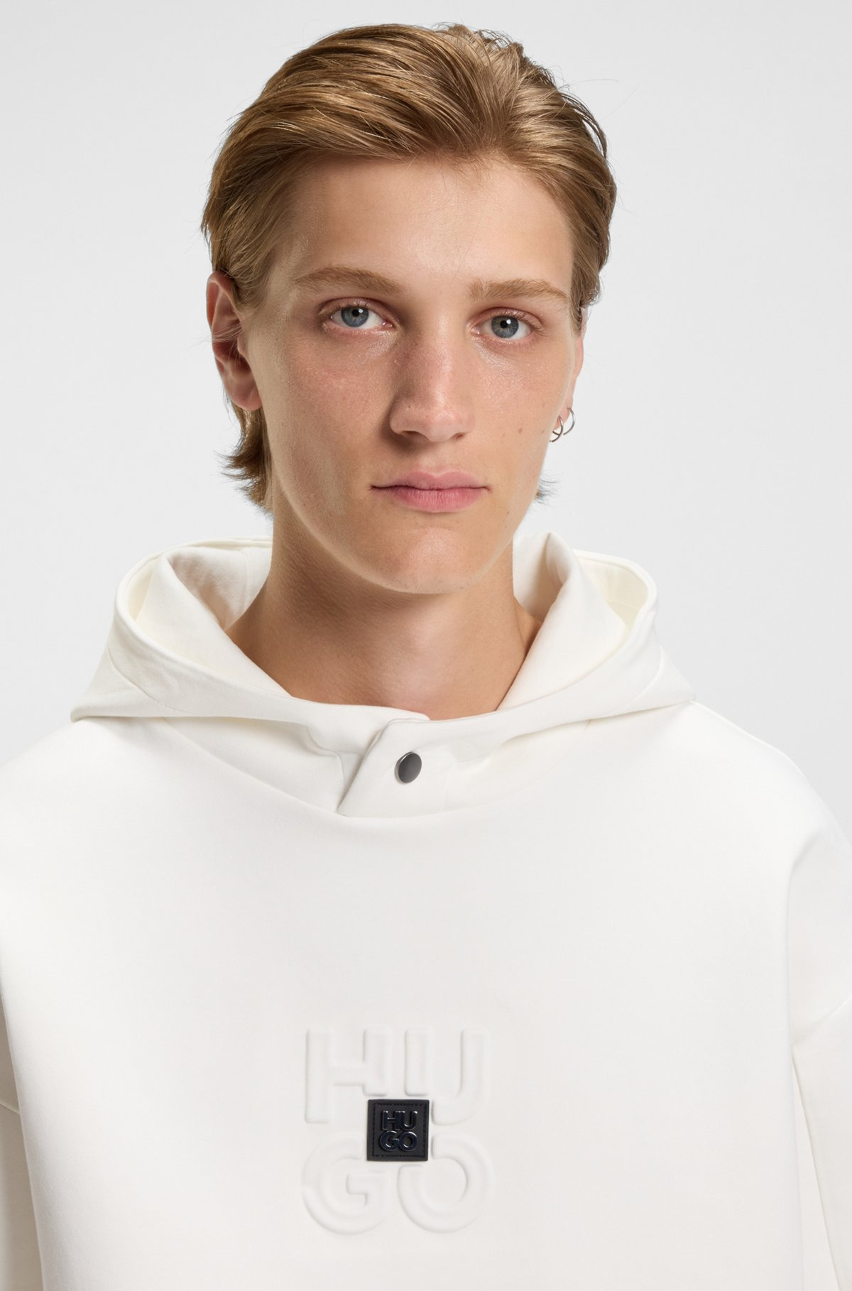 INTERLOCK HOODIE WITH STACKED LOGOS - 3