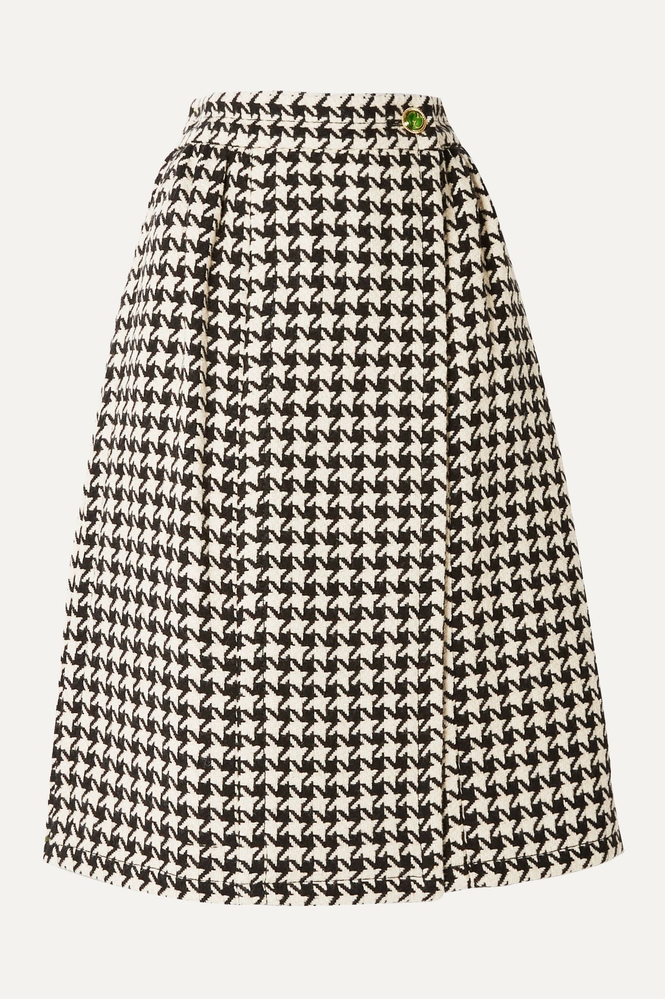 Houndstooth wool-blend tweed wrap skirt - 1