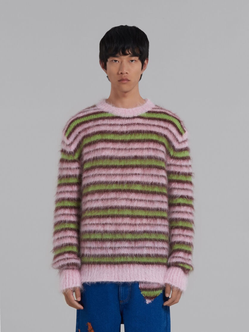 PINK STRIPED MOHAIR SWEATER - 2