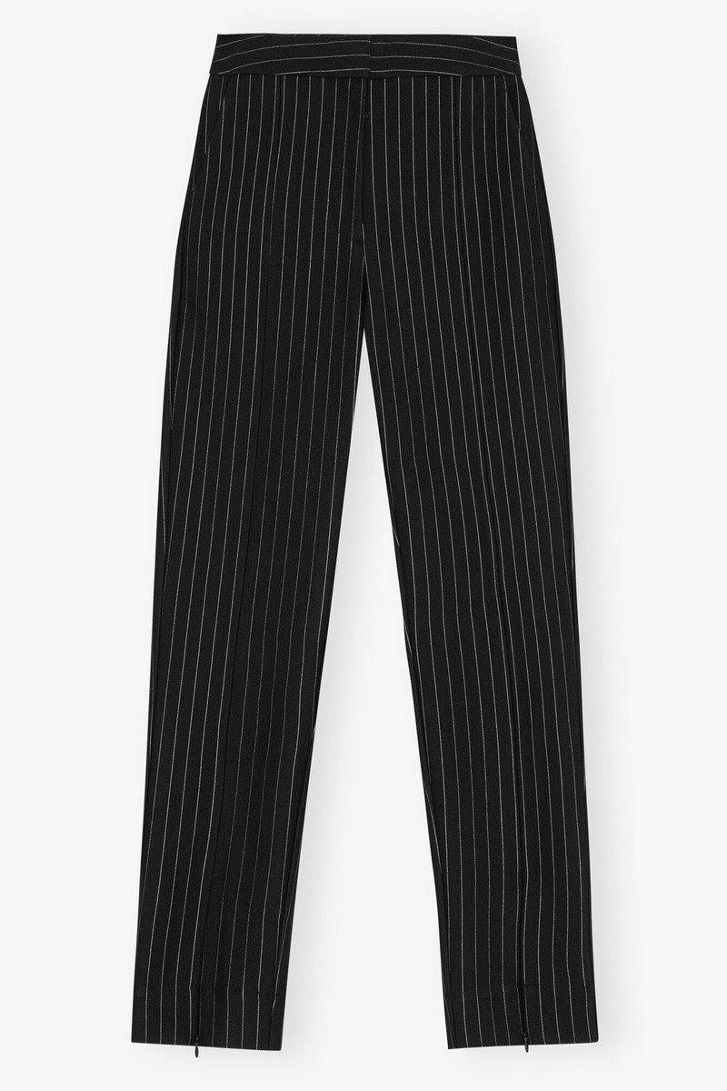 BLACK STRIPE MID WAIST PANTS 1