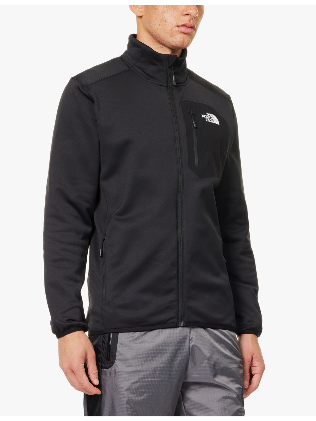 Crest branded zip-front stretch-weave sweatshirt - 3
