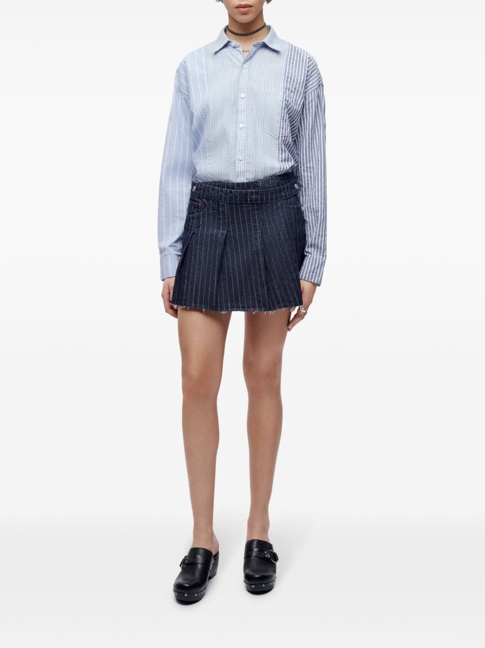 pinstripe wrap mini skirt - 2