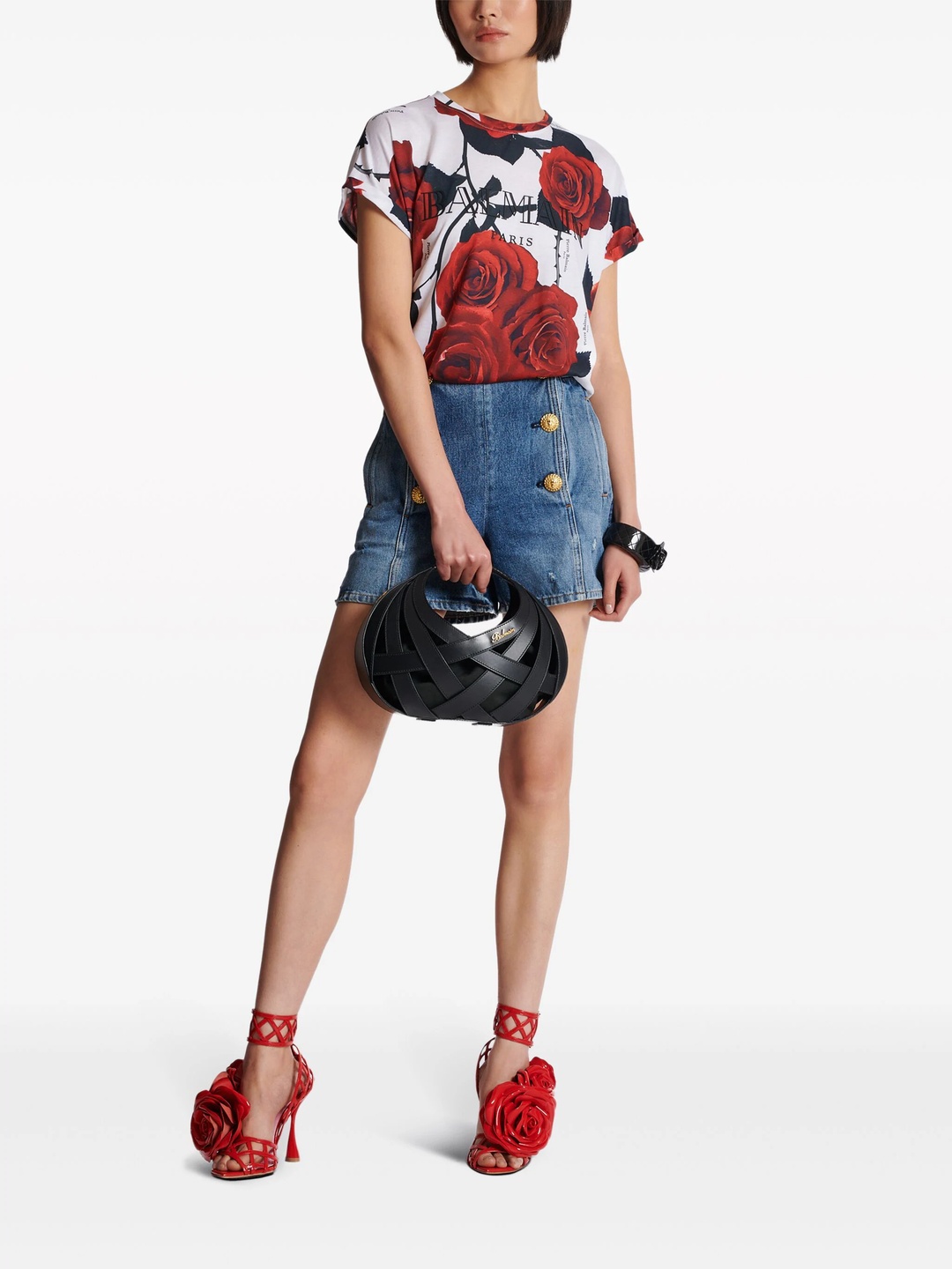 Vintage Red Roses Print Tee - 2