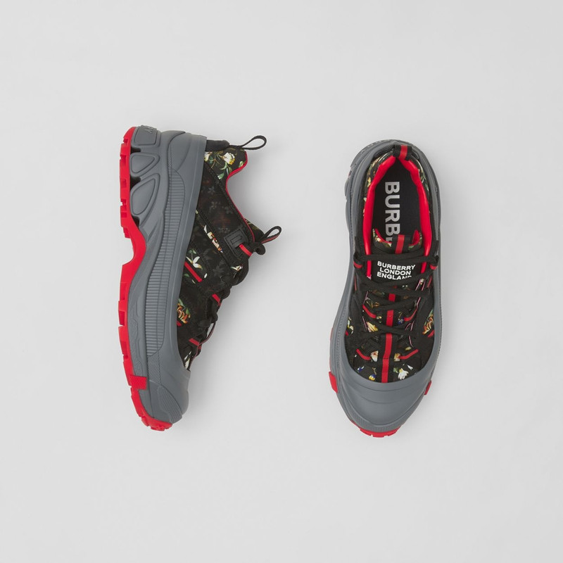 Burberry Floral Print Nylon Arthur Sneakers outlook