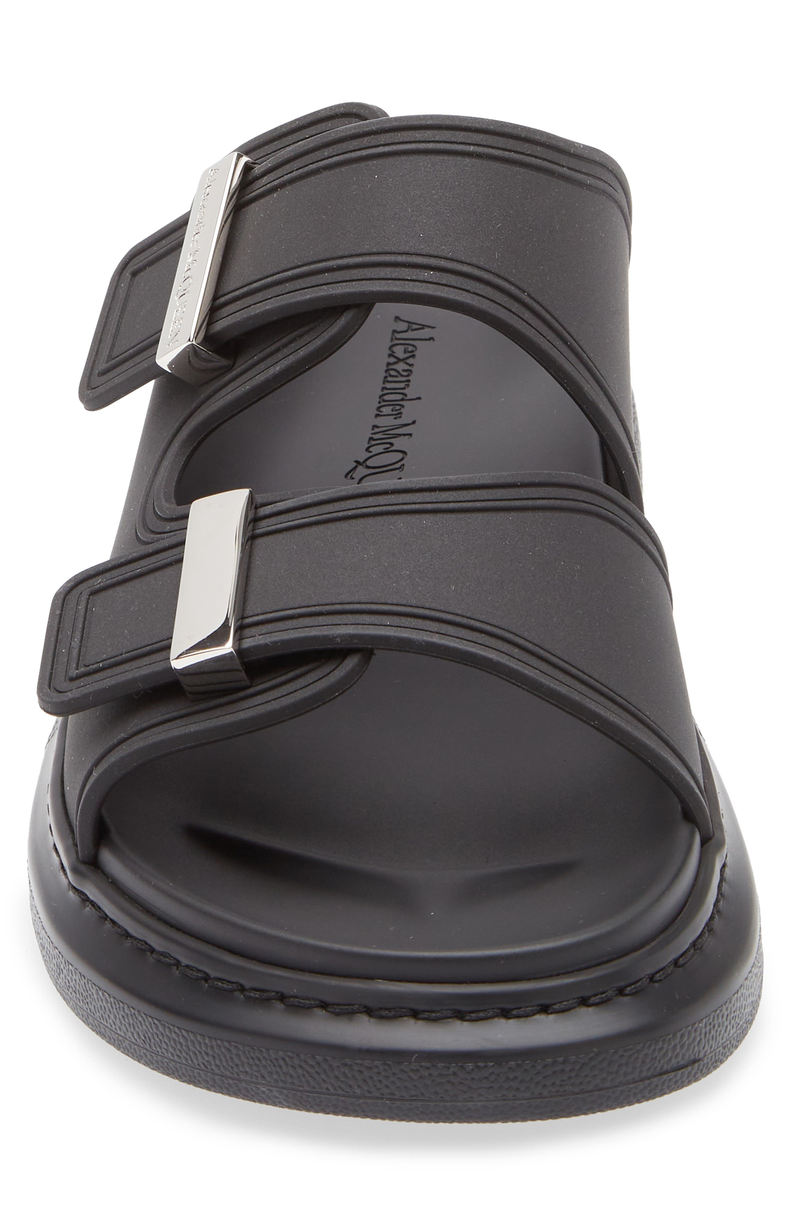 McQueen Oversized Hybrid Slide Sandal in Black/Silver at Nordstrom - 4