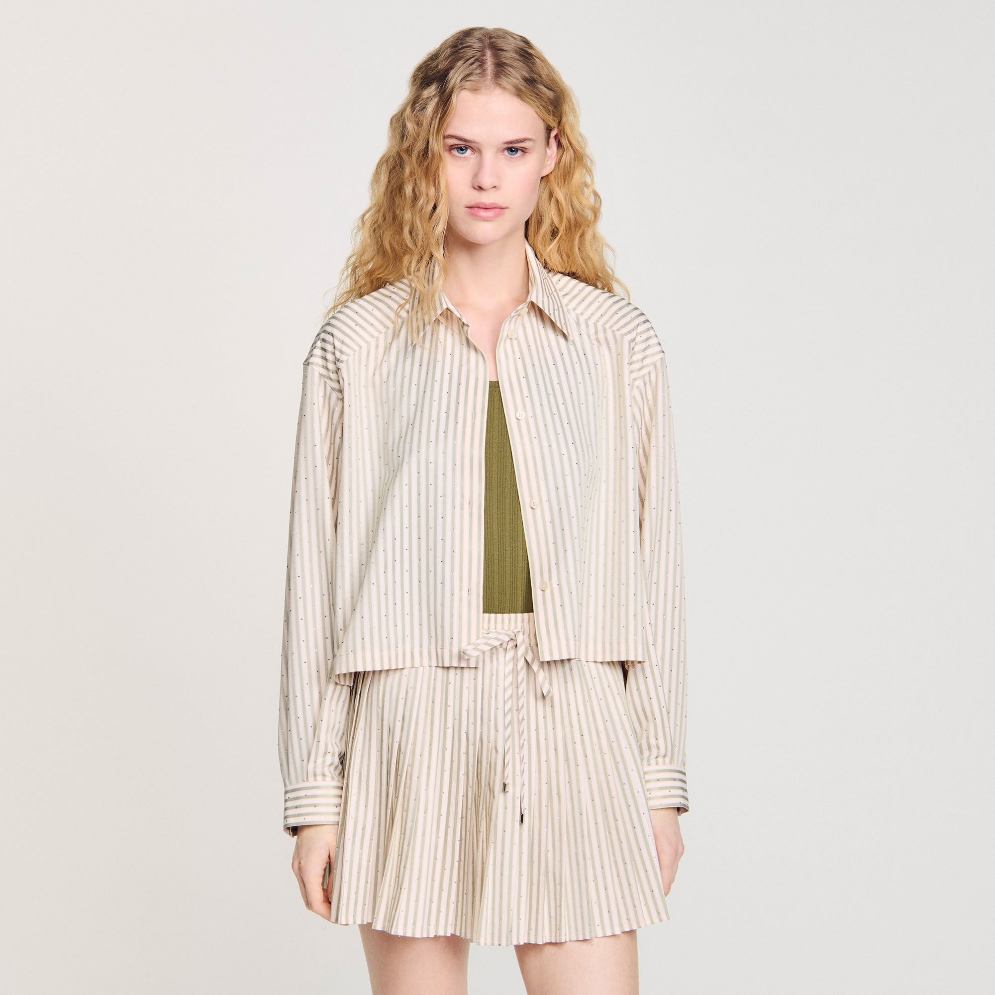 STRIPED RHINESTONE SHIRT - 4