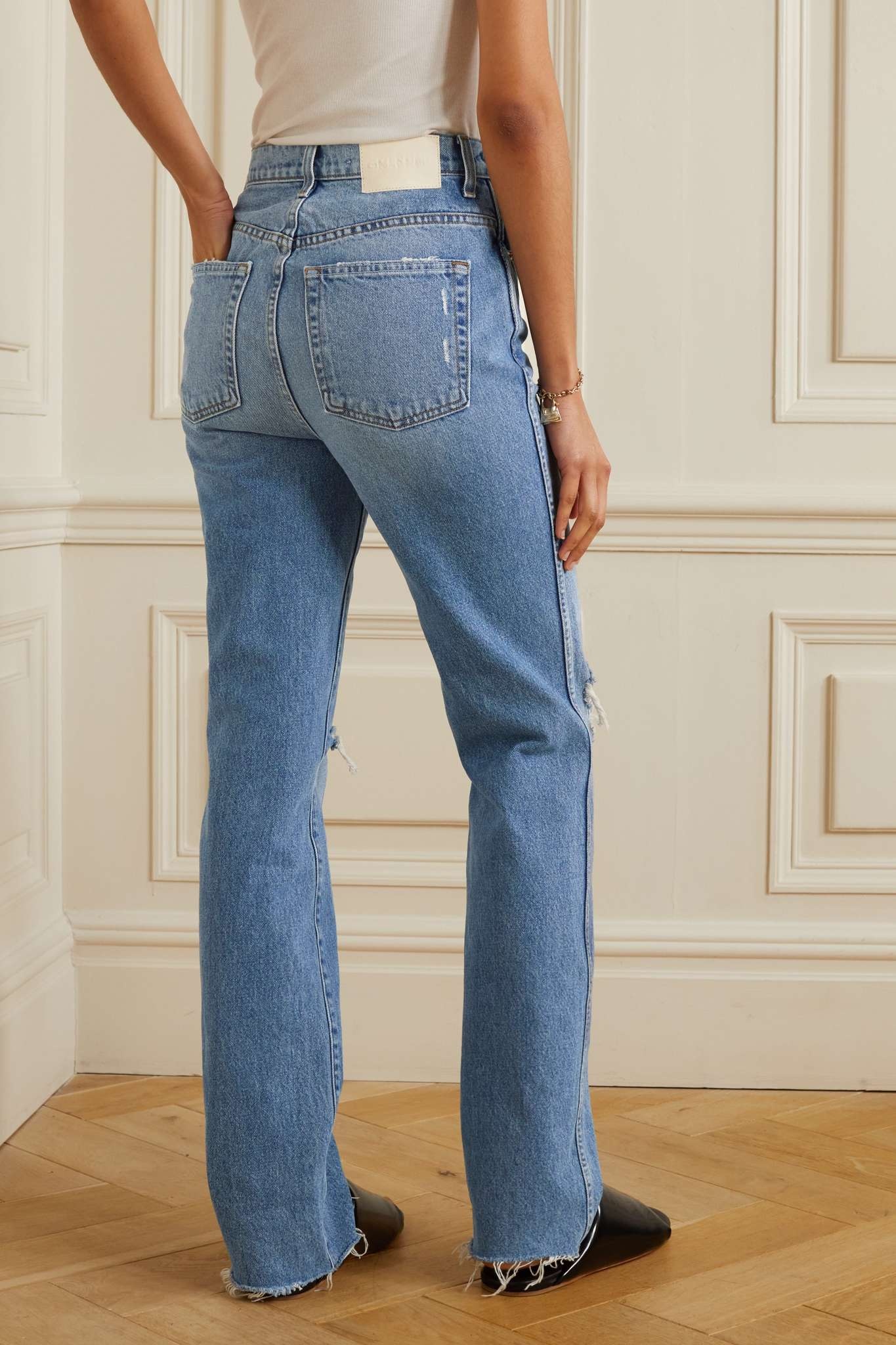 Sara distressed high-rise straight-leg jeans - 4