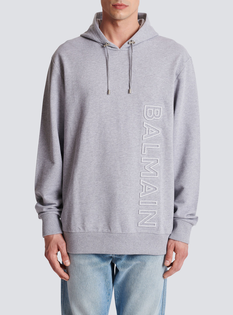 Hoodie in eco-responsible cotton with reflective Balmain logo 5