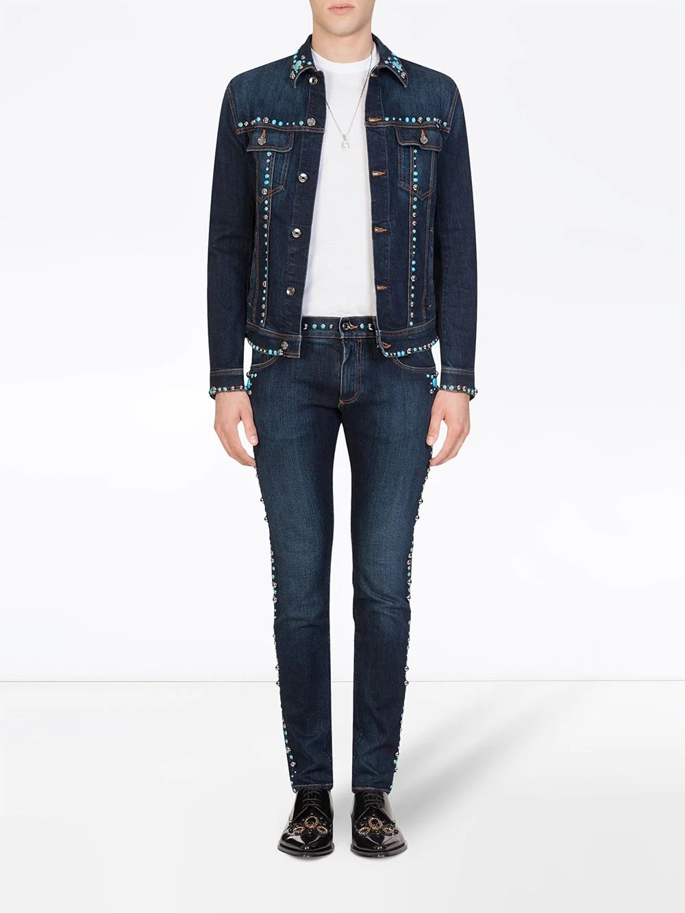 stud-embellished denim jacket - 2