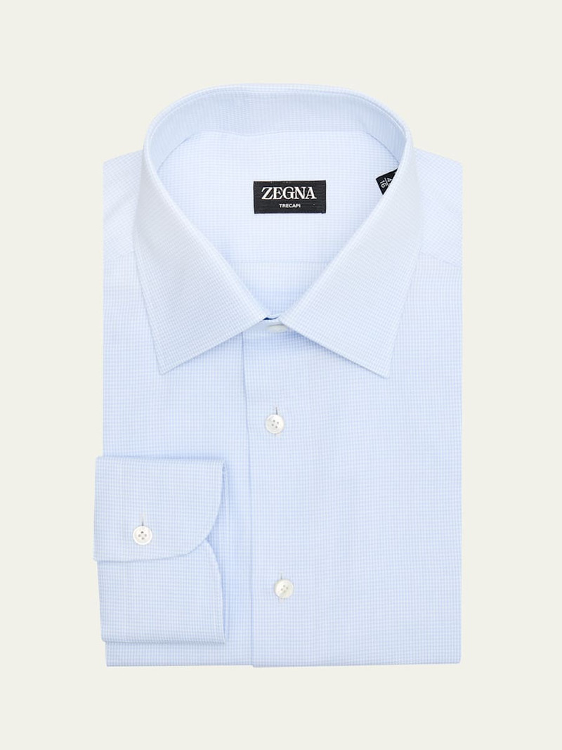 Men's Trecapi Cotton Micro-Houndstooth Dress Shirt 1