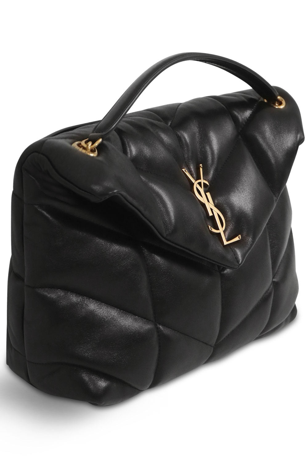 LOULOU MEDIUM PUFFER BAG BLACK/GOLD - 3