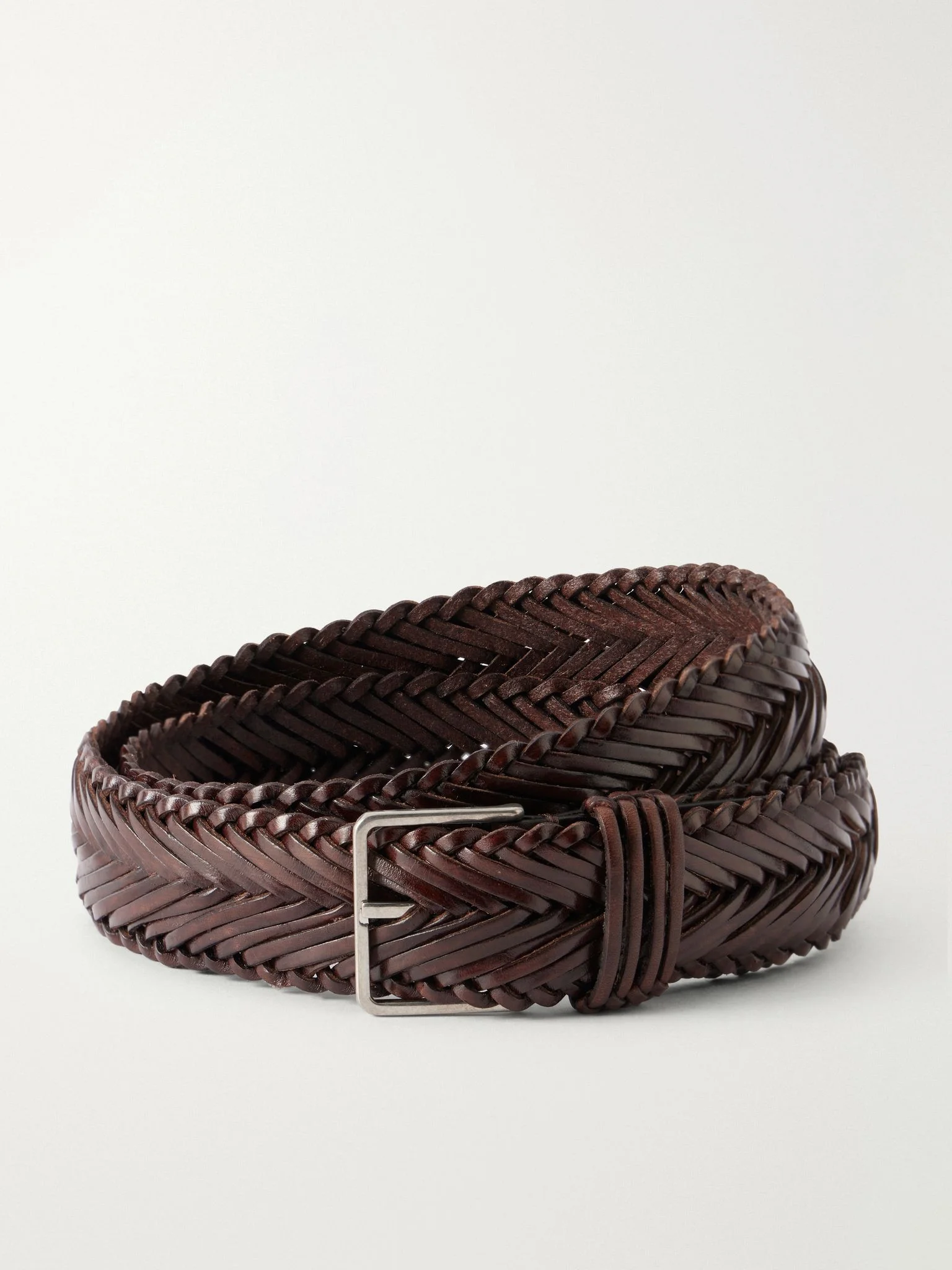 Fisherman braided leather belt Dark brown - 1