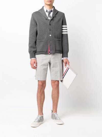 Thom Browne 4-Bar shawl-collar jersey-stitch cardigan outlook