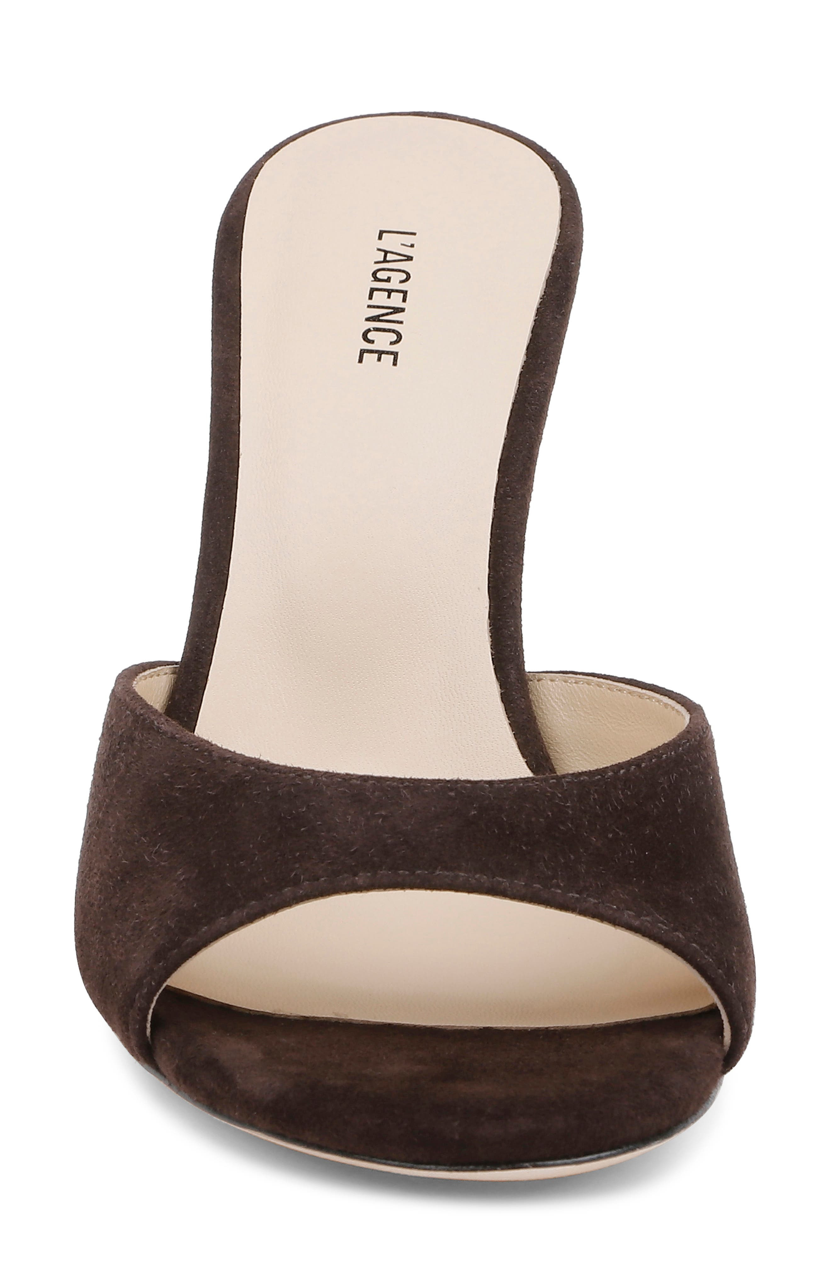 L'AGENCE Avery Slide Sandal in Dark Brown Suede at Nordstrom - 4