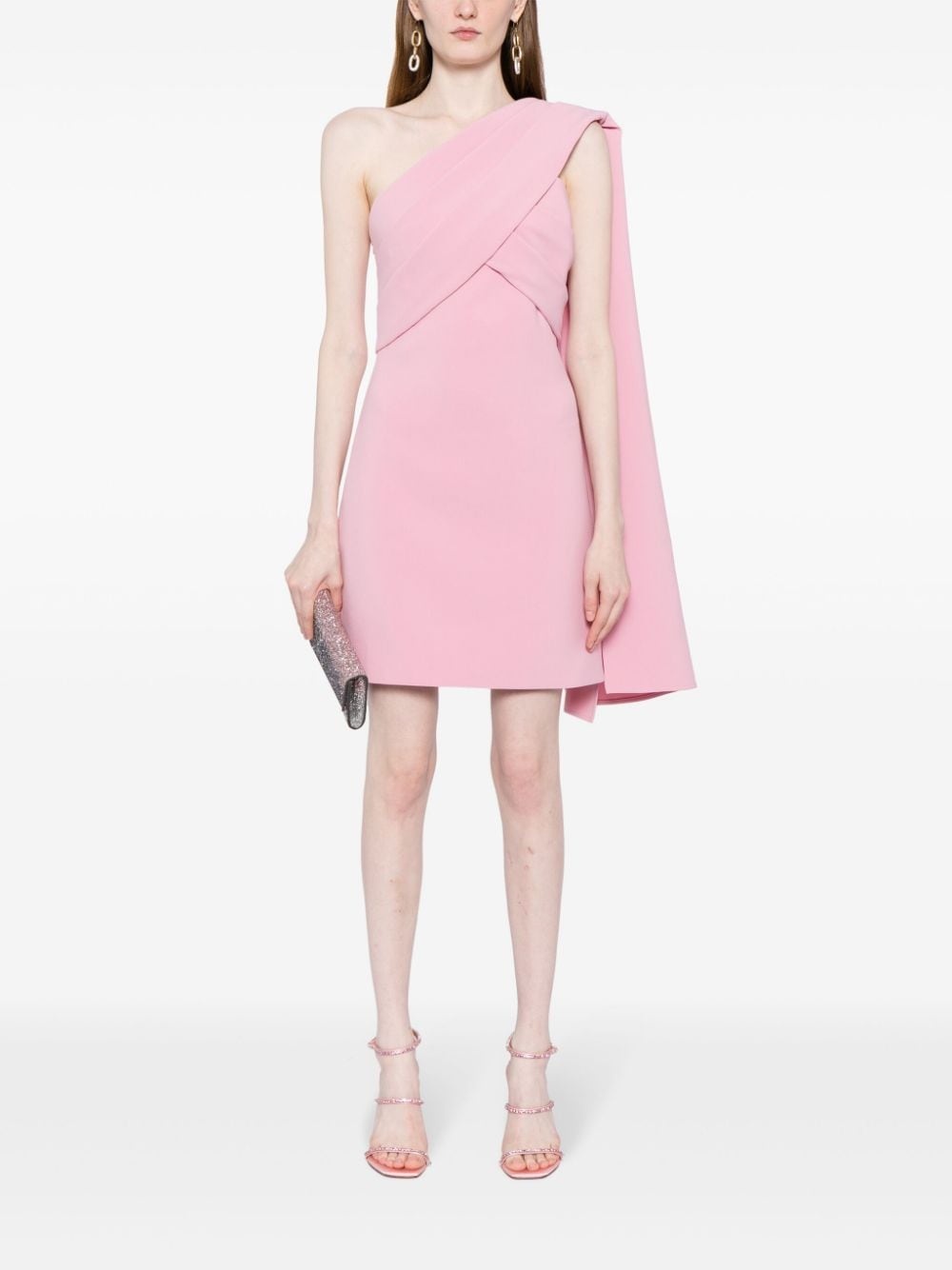 one-shoulder crepe minidress - 2