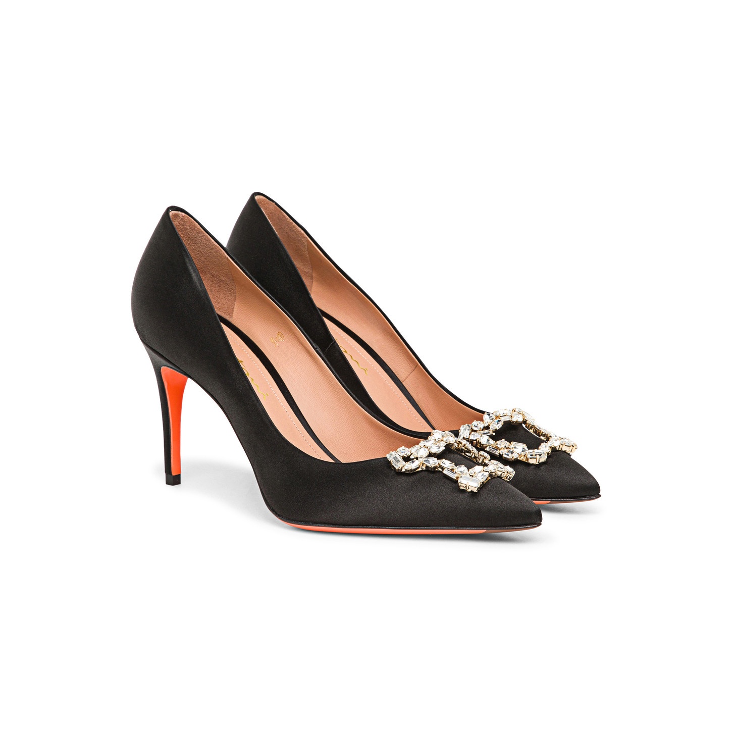 Women's black satin high-heel Santoni Sibille pump - 2