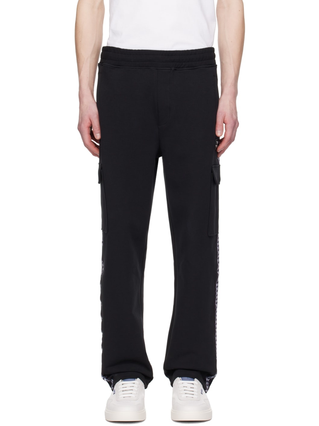 Black Graphic Trim Sweatpants - 1