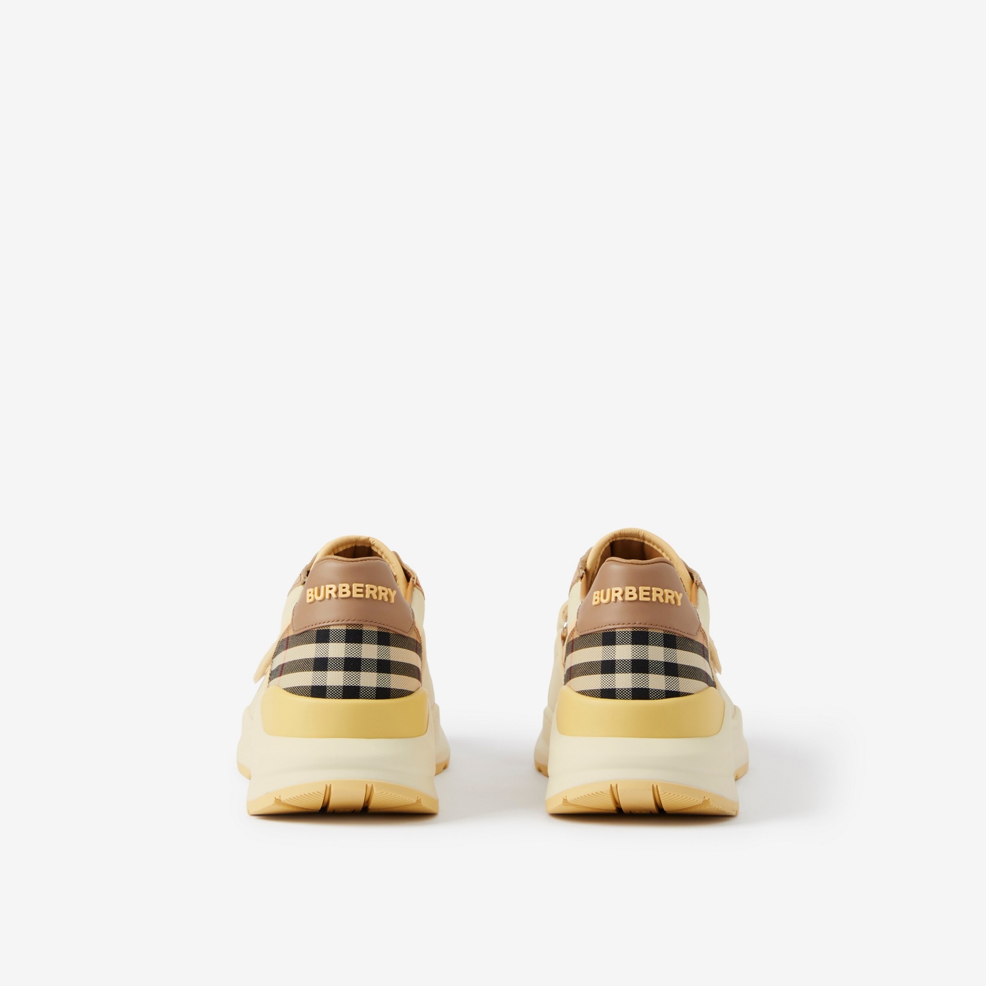 Leather and Check Cotton Sneakers - 3