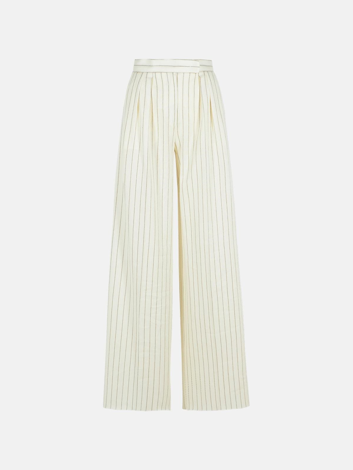 'CLARION' WHITE COTTON BLEND PANTS - 1