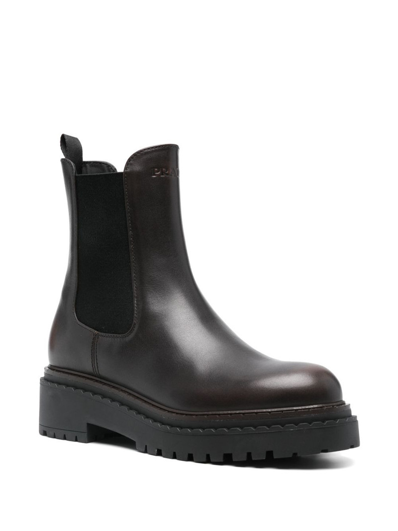 Prada 55mm logo-debossed boots outlook