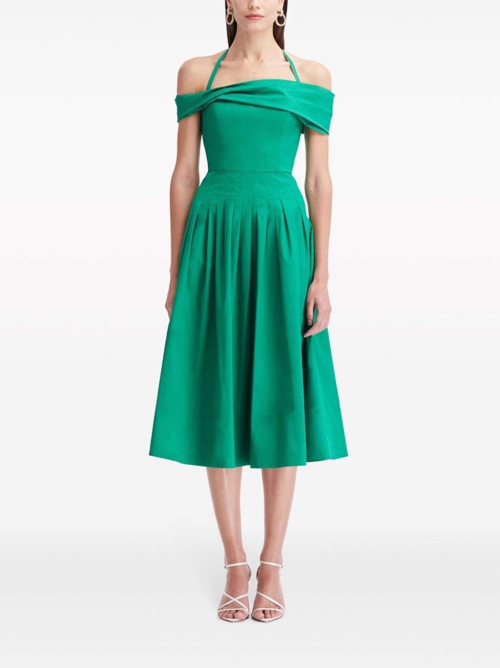 off-shoulder halterneck midi dress - 2