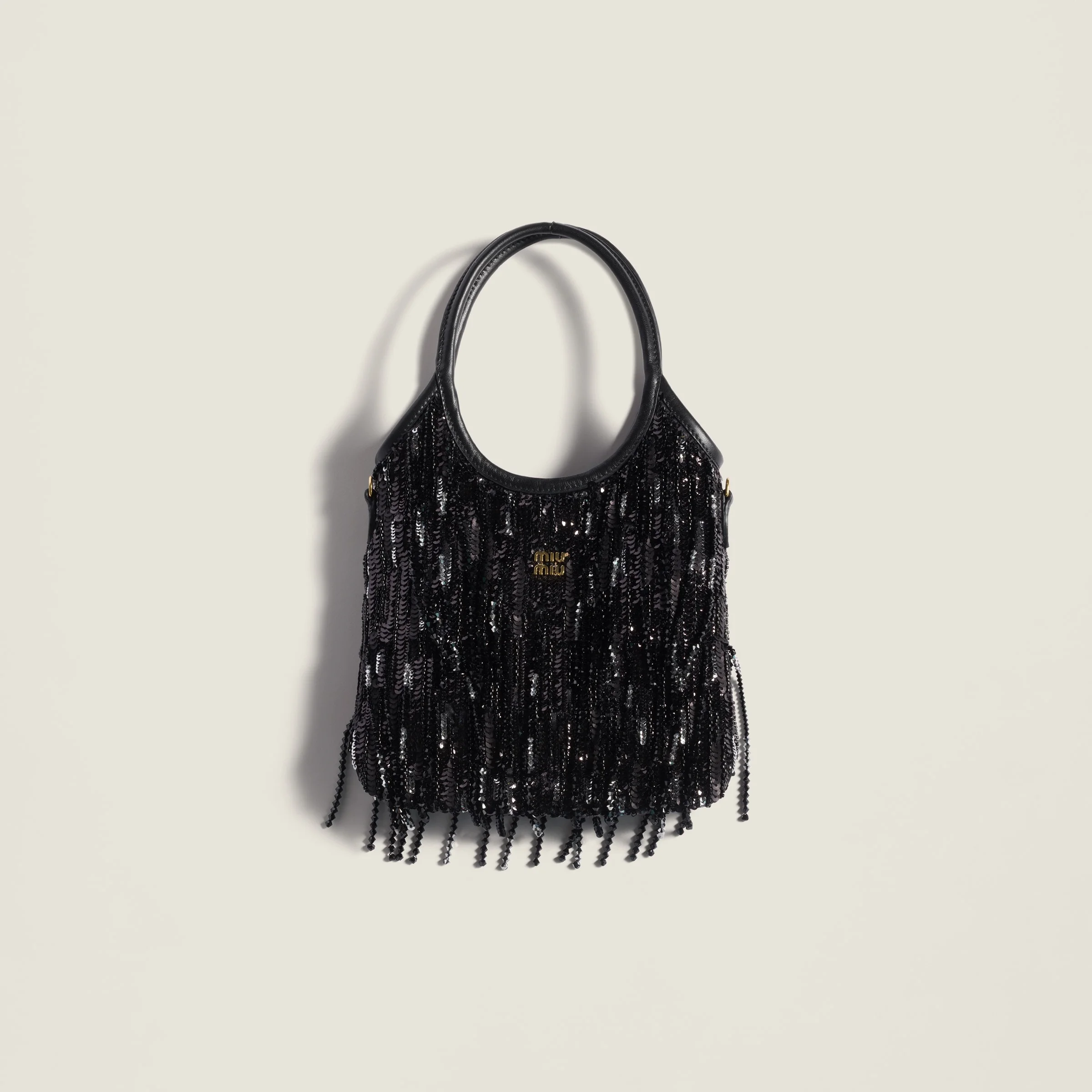 IVY satin handbag with crystal and sequin fringe - 1