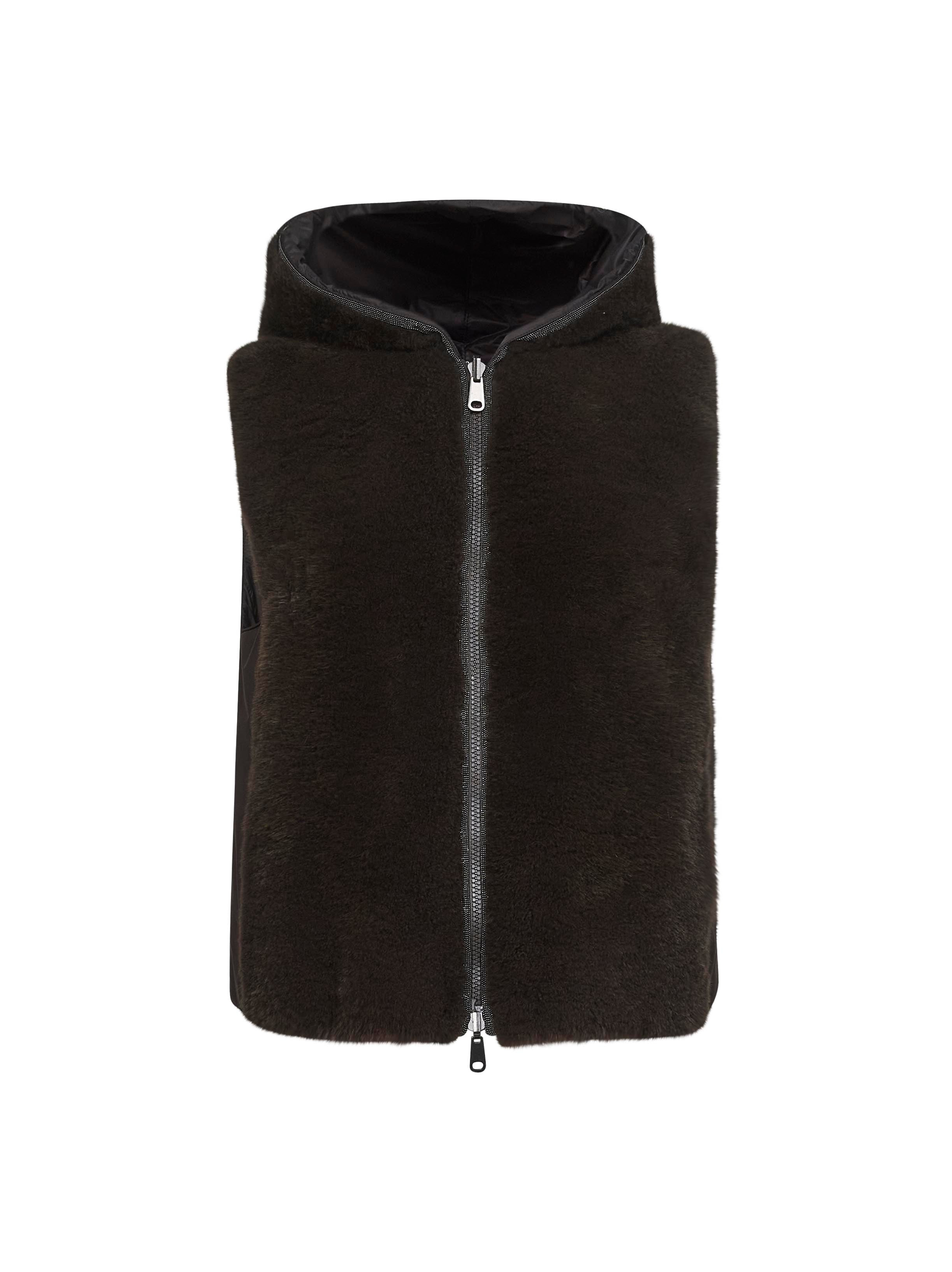 Brunello Cucinelli Women Brown Fur And Nylon Reversible Vest - 1