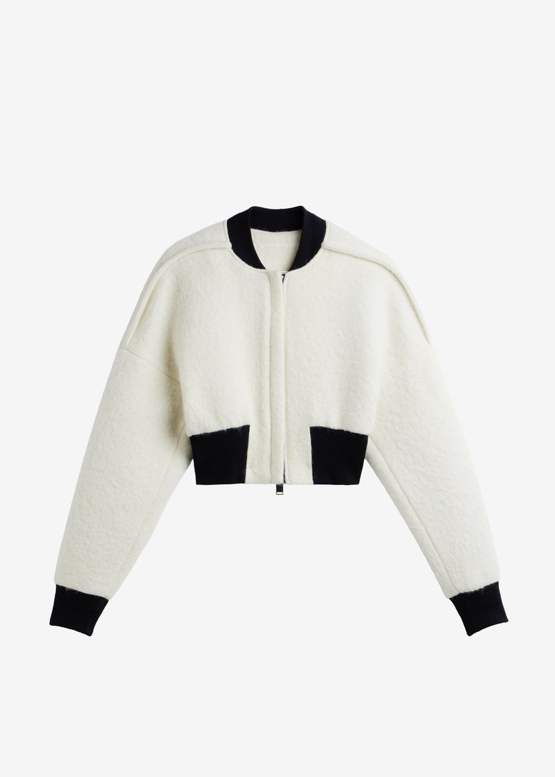 Dimaro Wool Cropped Bomber Jacket - Ivory 1
