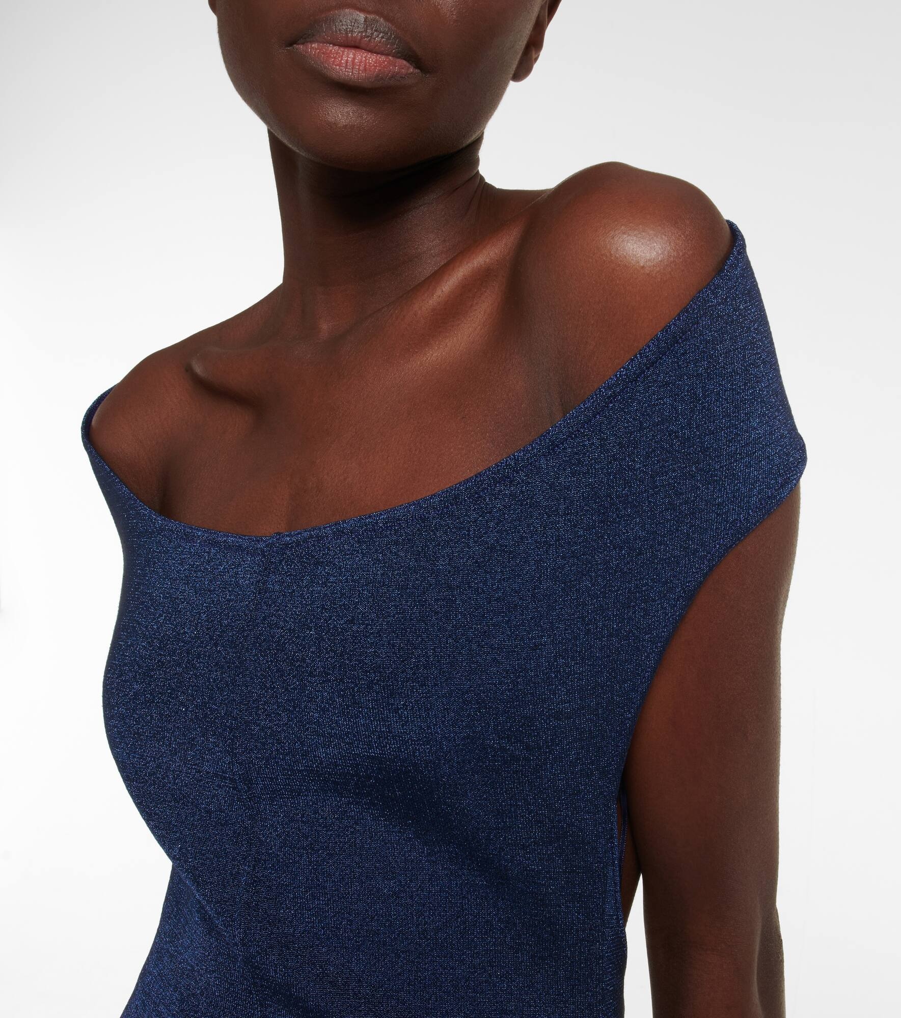 Off-shoulder wool-blend Lurex® gown - 4