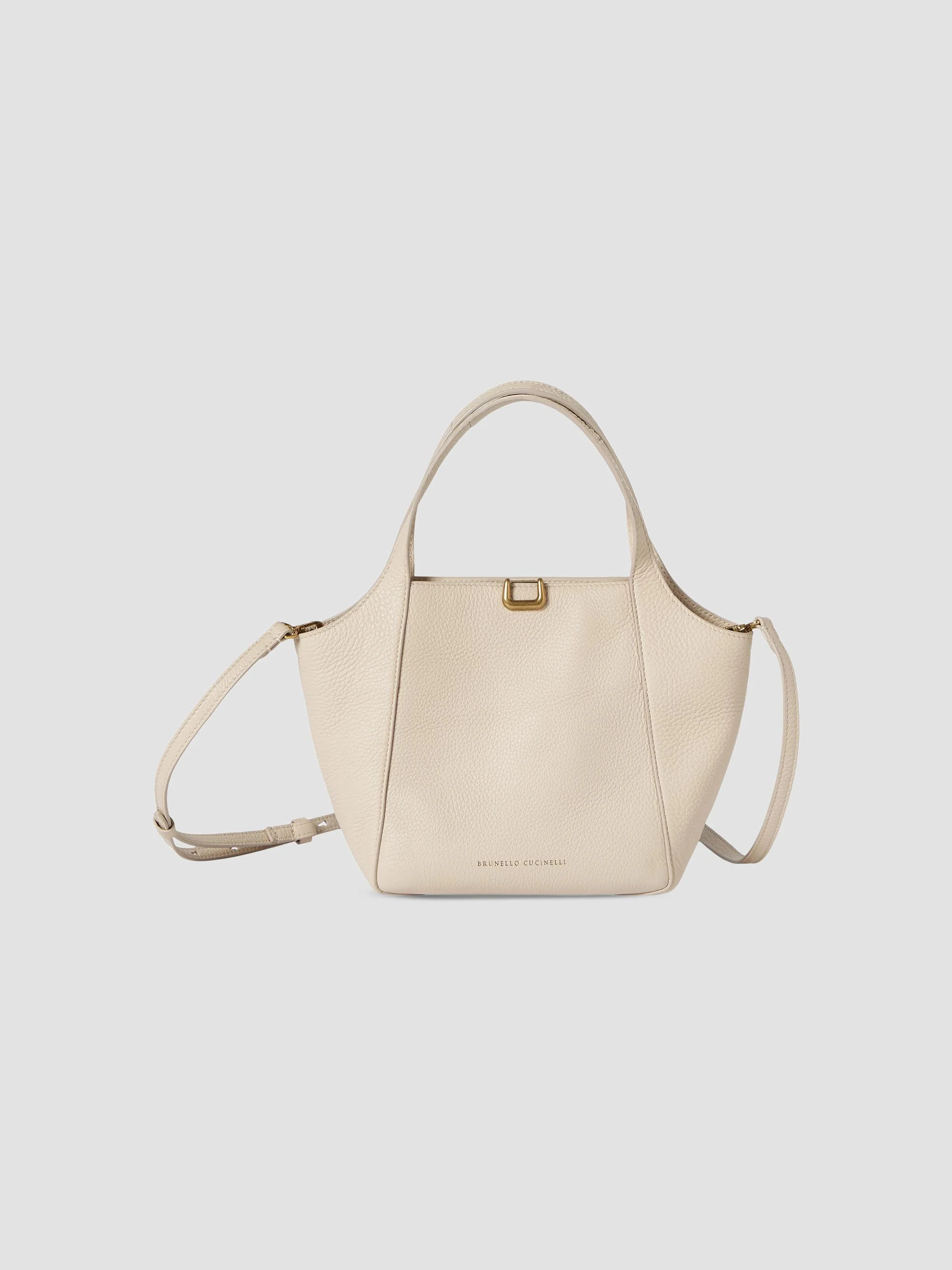 Women's Sartorial Small Bucket Bag in Soft Grained Leather - Ivory - 1
