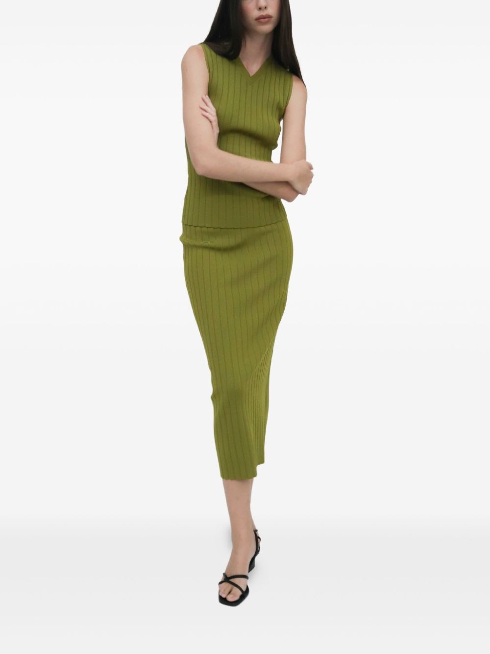 ribbed-knit midi skirt - 2
