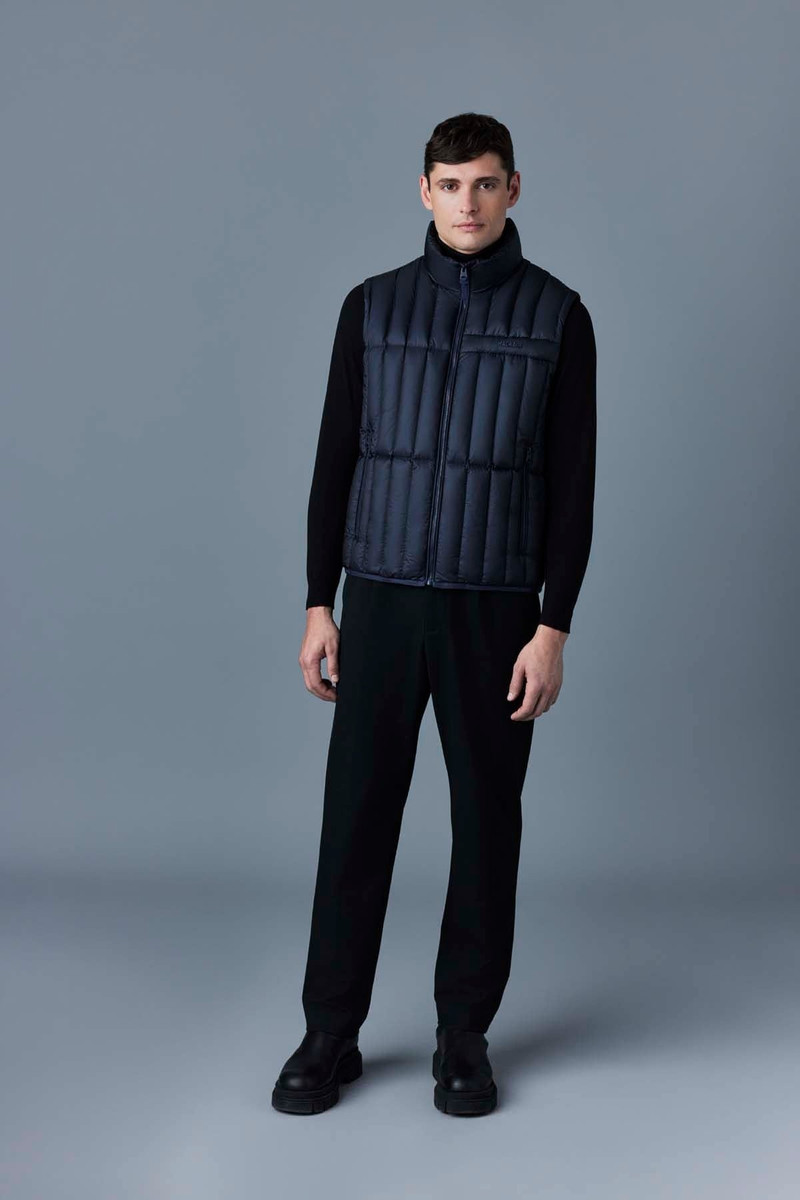 MACKAGE PATRICK Translucent ripstop light down vest with funnel collar outlook