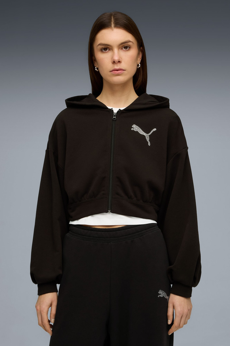 PUMA Essentials Graphics Bedazzled Women's Zip-Up Hoodie outlook
