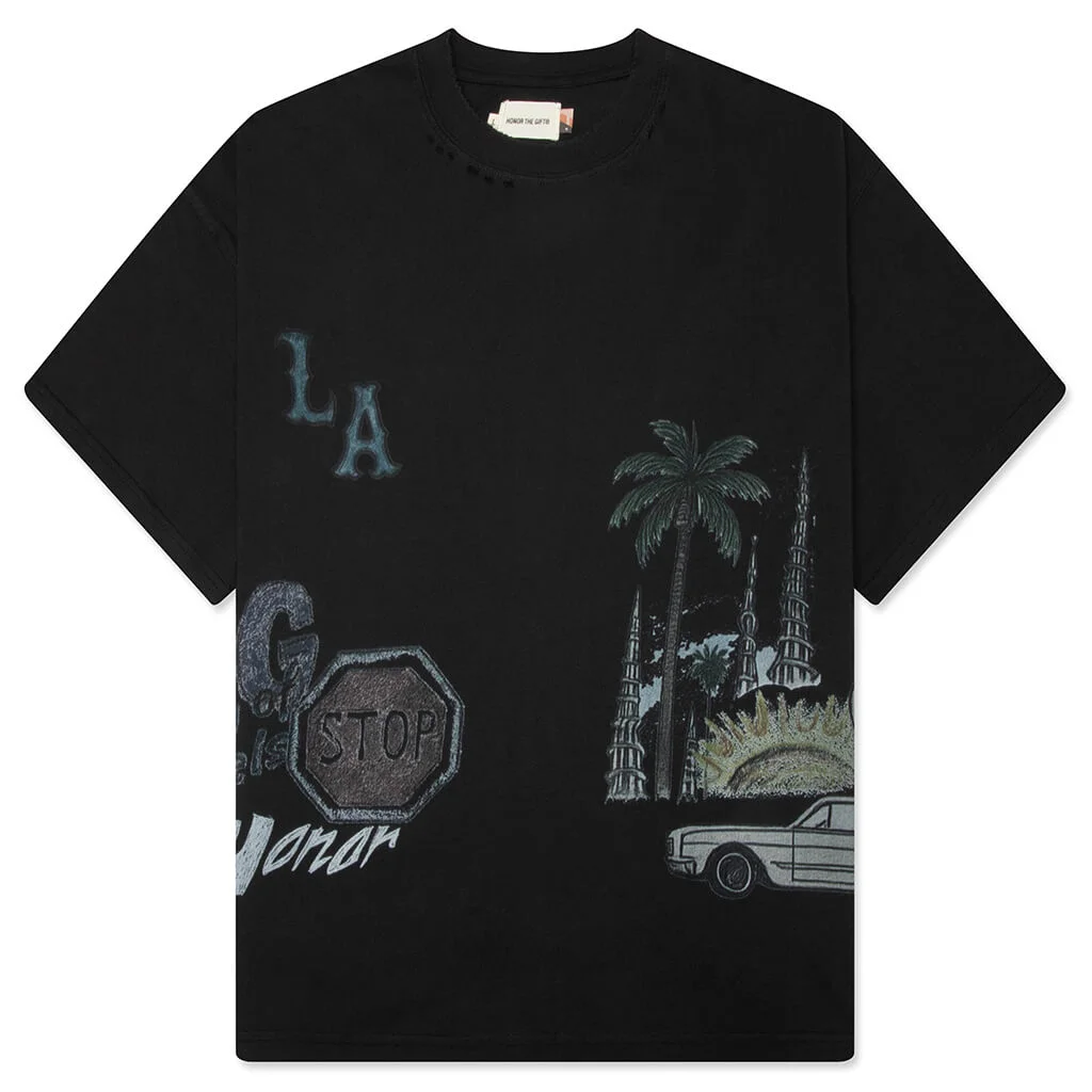 ALL OVER LOS ANGELES TEE - BLACK - 1