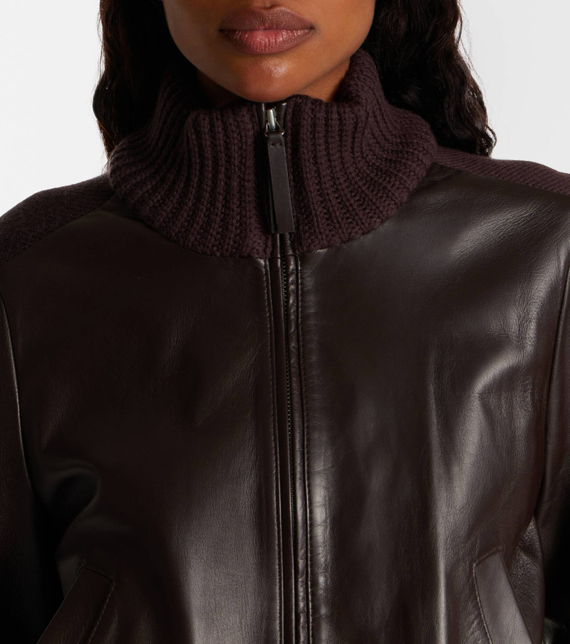 Elenora wool-trimmed leather jacket 4