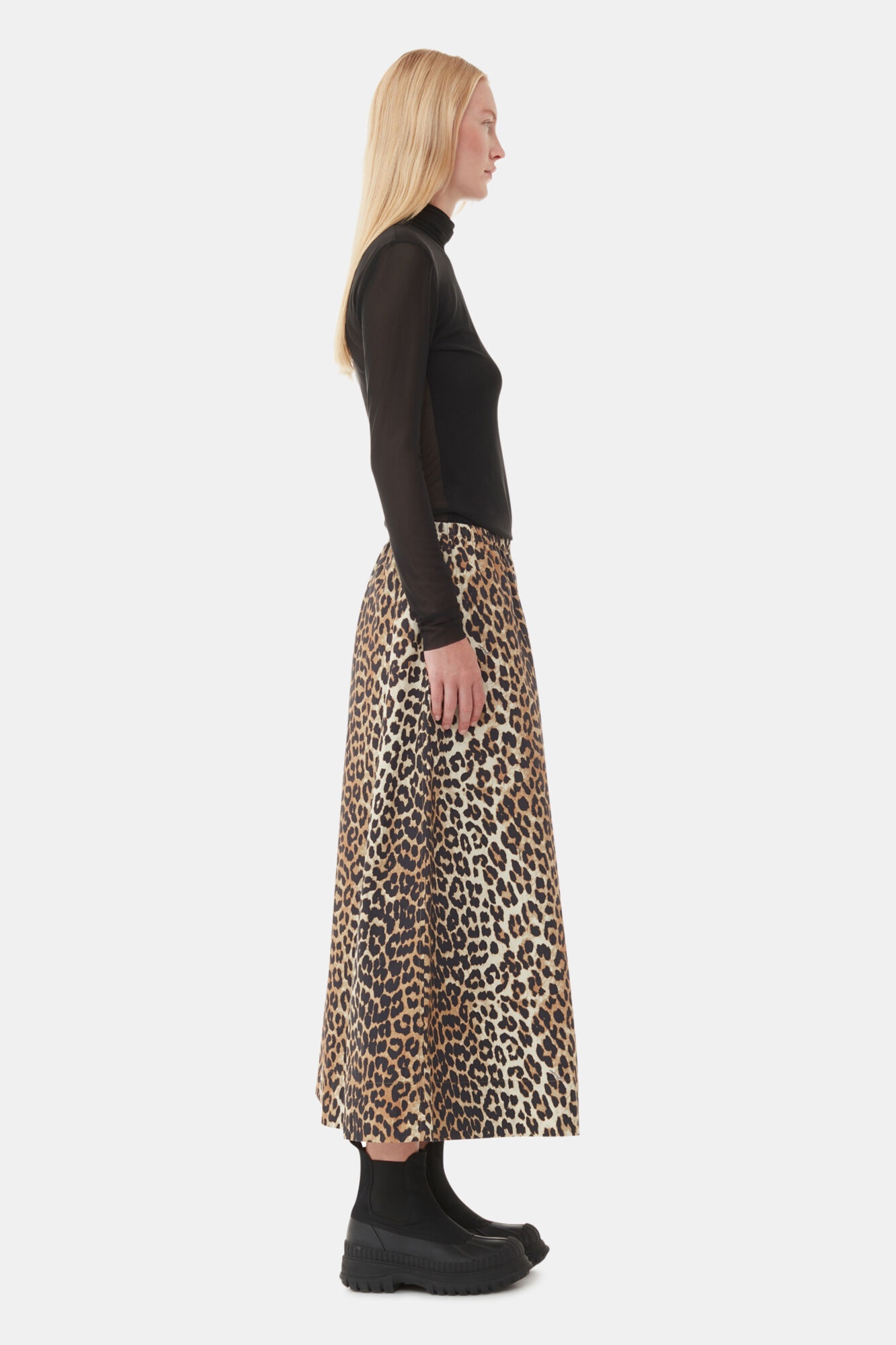 LEOPARD PRINTED ELASTICATED MAXI SKIRT - 4