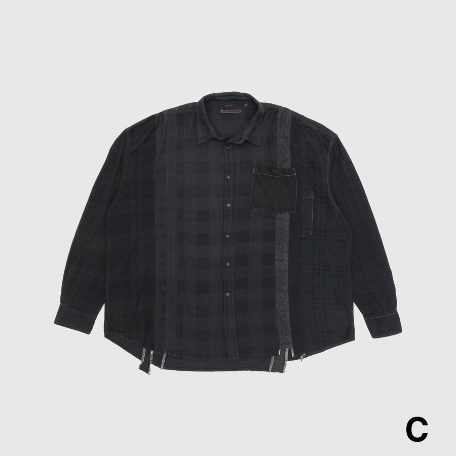 REBUILD BY NEEDLES 7 CUTS OVER DYE WIDE FLANNEL SHIRT - 7
