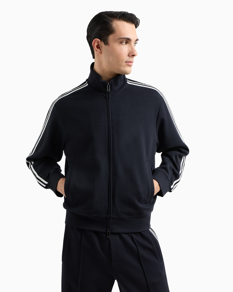 EMPORIO ARMANI FULL-ZIP SWEATSHIRT IN JERSEY WITH LOGO BANDS outlook