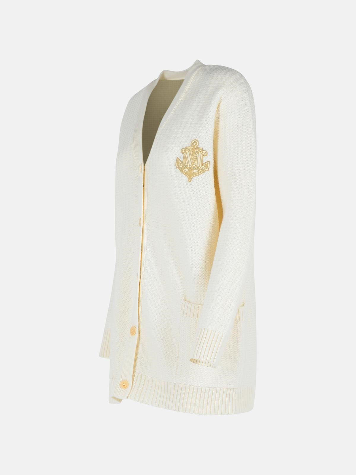 'RAVELLO' WHITE WOOL BLEND CARDIGAN - 2