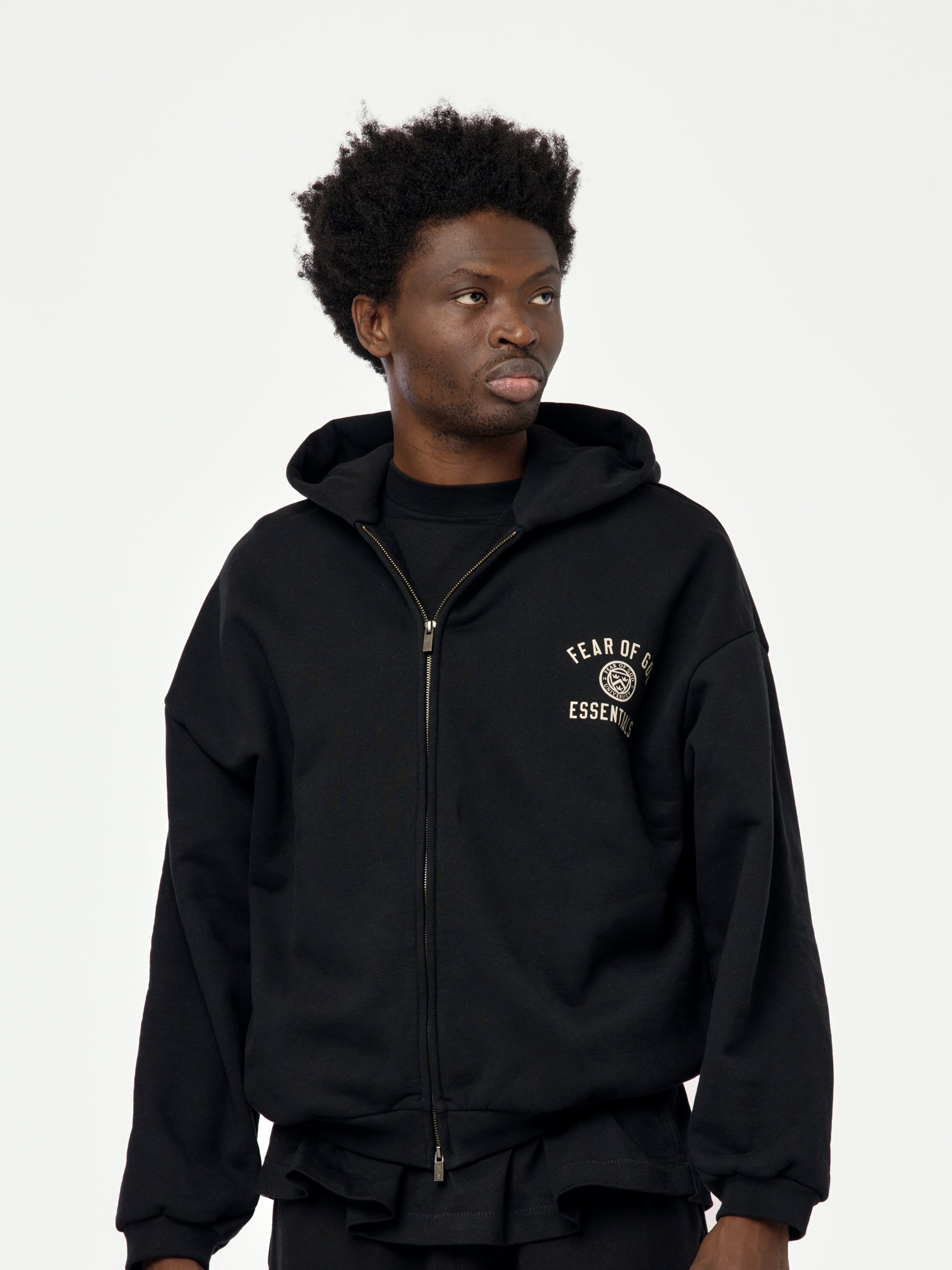 ESSENTIALS HEAVY FLEECE FULLZIP HOODIE (BLACK