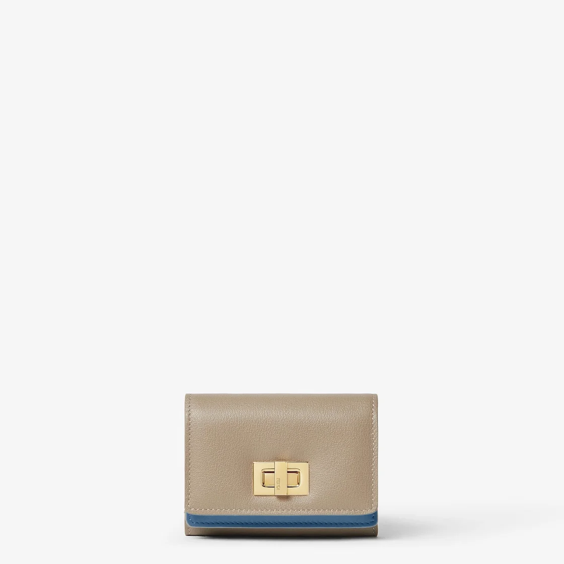Fendi Way Trifold Small Dove gray and light blue leather wallet - 1