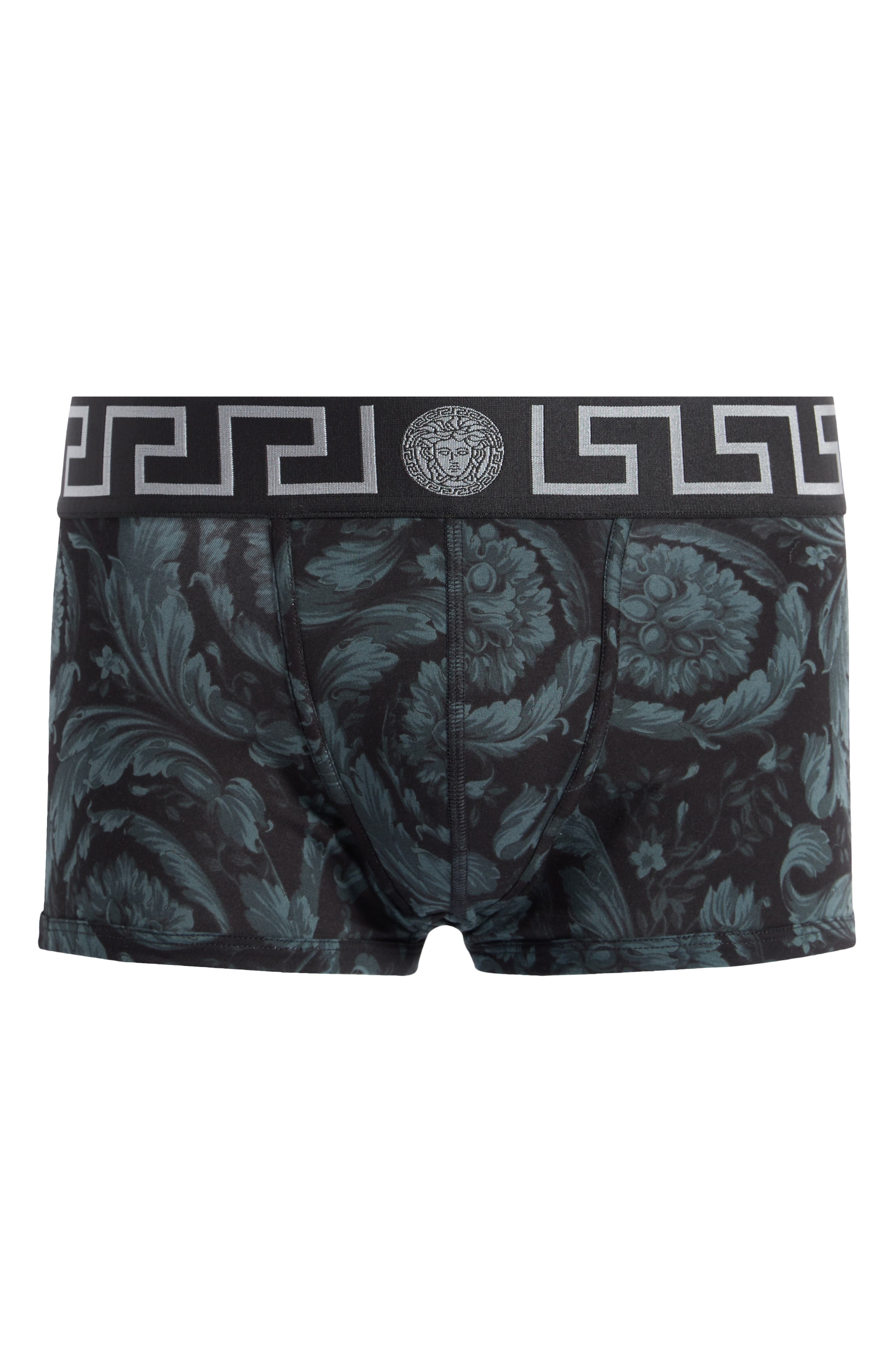 Versace Barocco Stretch Cotton Trunks in Black Grey at Nordstrom - 6
