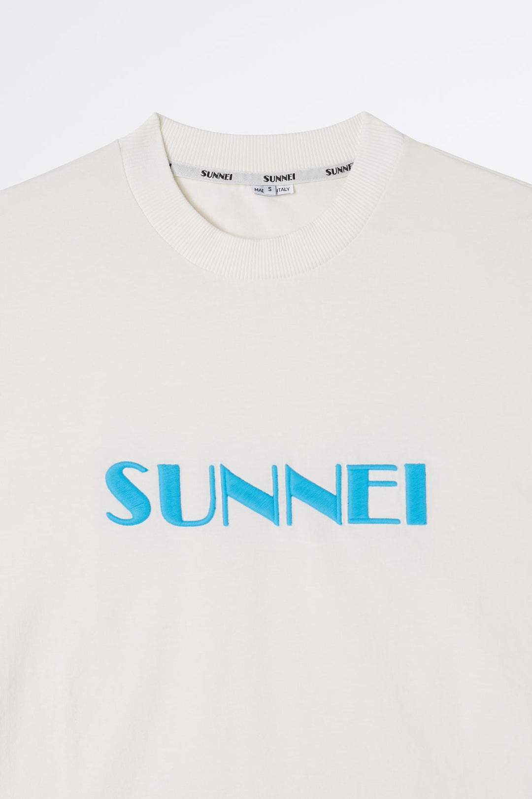 WHITE T-SHIRT WITH LIGHT BLUE EMBROIDERED LOGO - 9