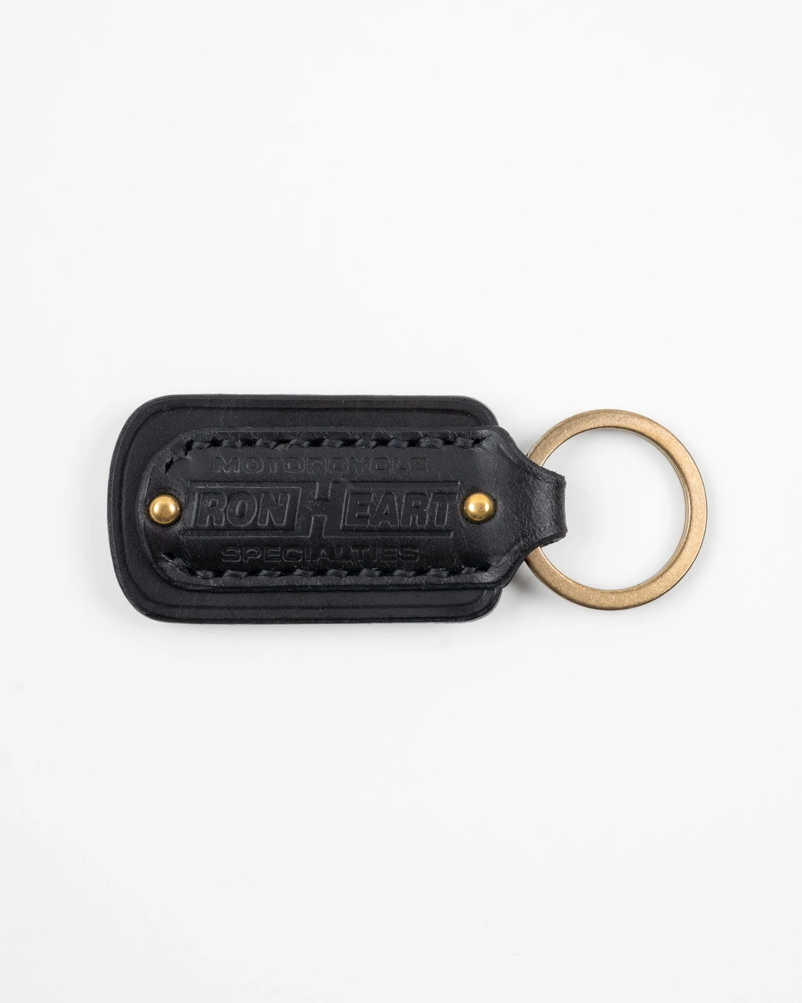 IHG-067-BLK BUTTERO LEATHER KEY RING W/EMBOSSED IRON HEART LOGO - BLACK - 1