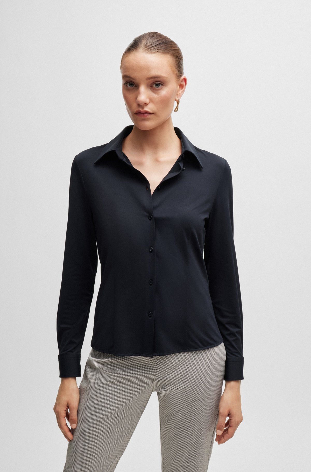 EXTRA-SLIM-FIT BLOUSE IN ITALIAN PERFORMANCE-STRETCH DOBBY - 2