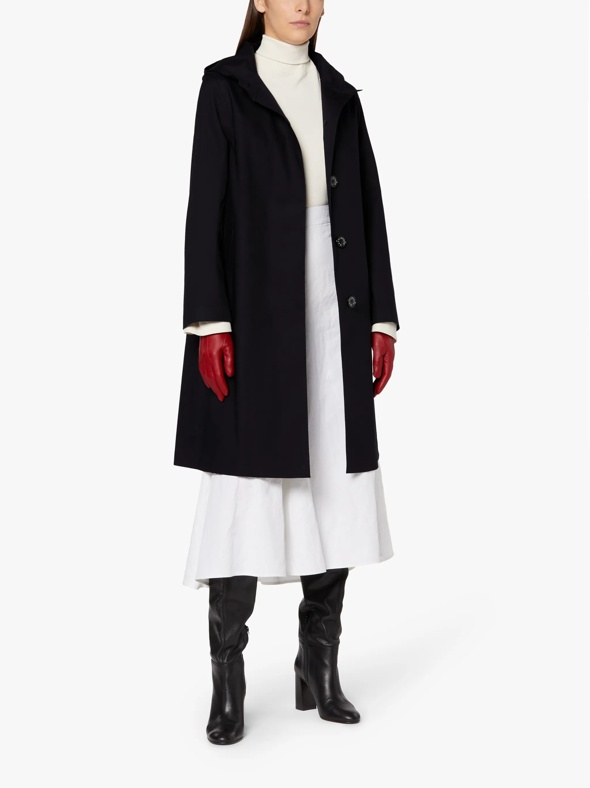 WATTEN BLACK BONDED COTTON HOODED COAT | LR-1023 - 2