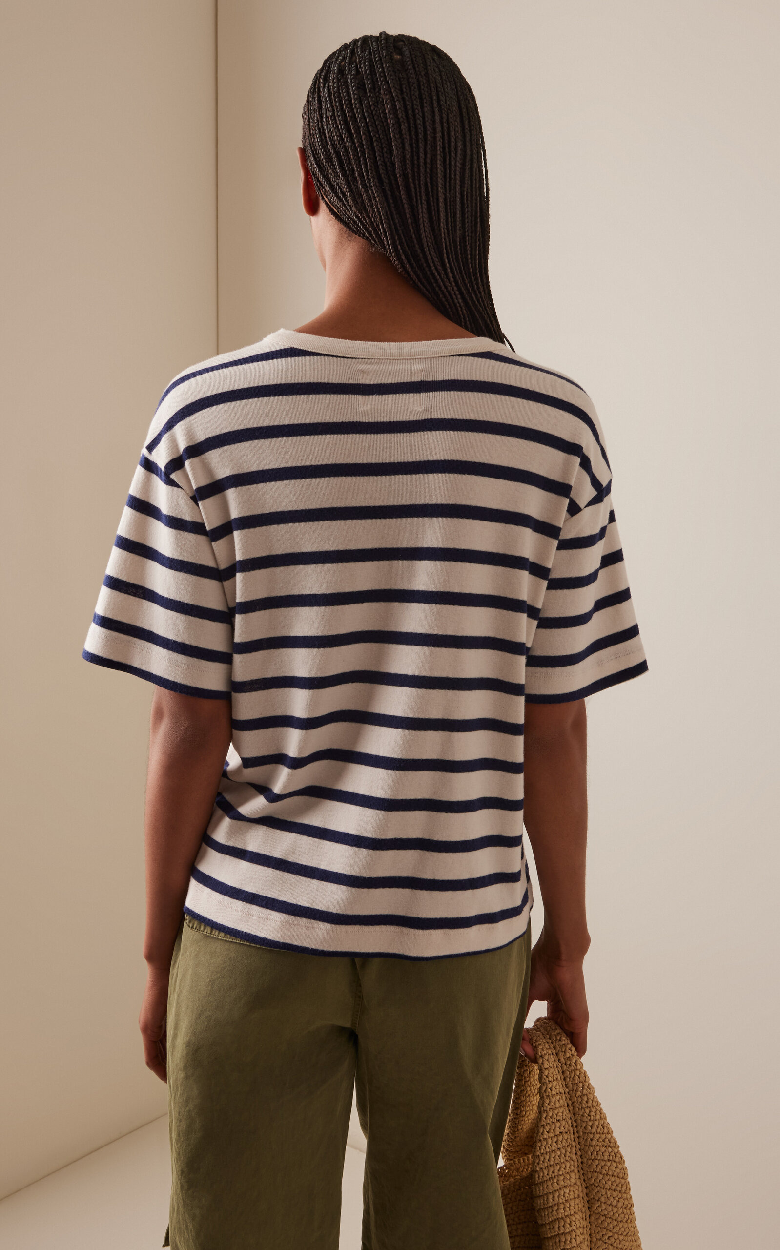 Azure Striped Cotton T-Shirt black/white - 6