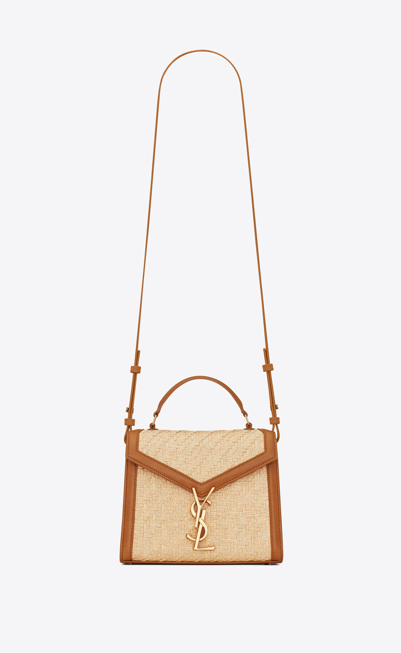 cassandra mini top handle bag in raffia and vegetable-tanned leather 1