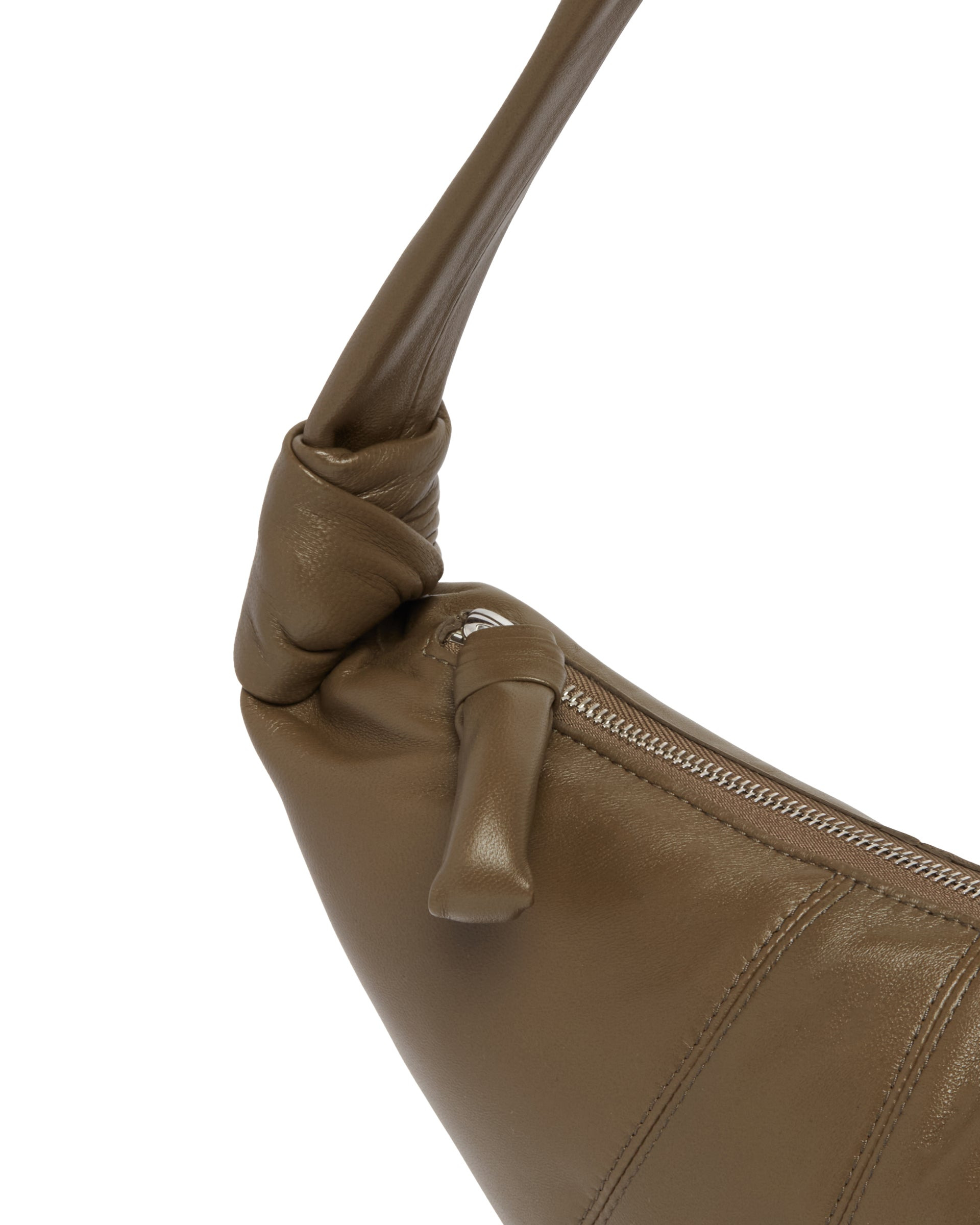 Brown Medium Leather Croissant Bag - 4